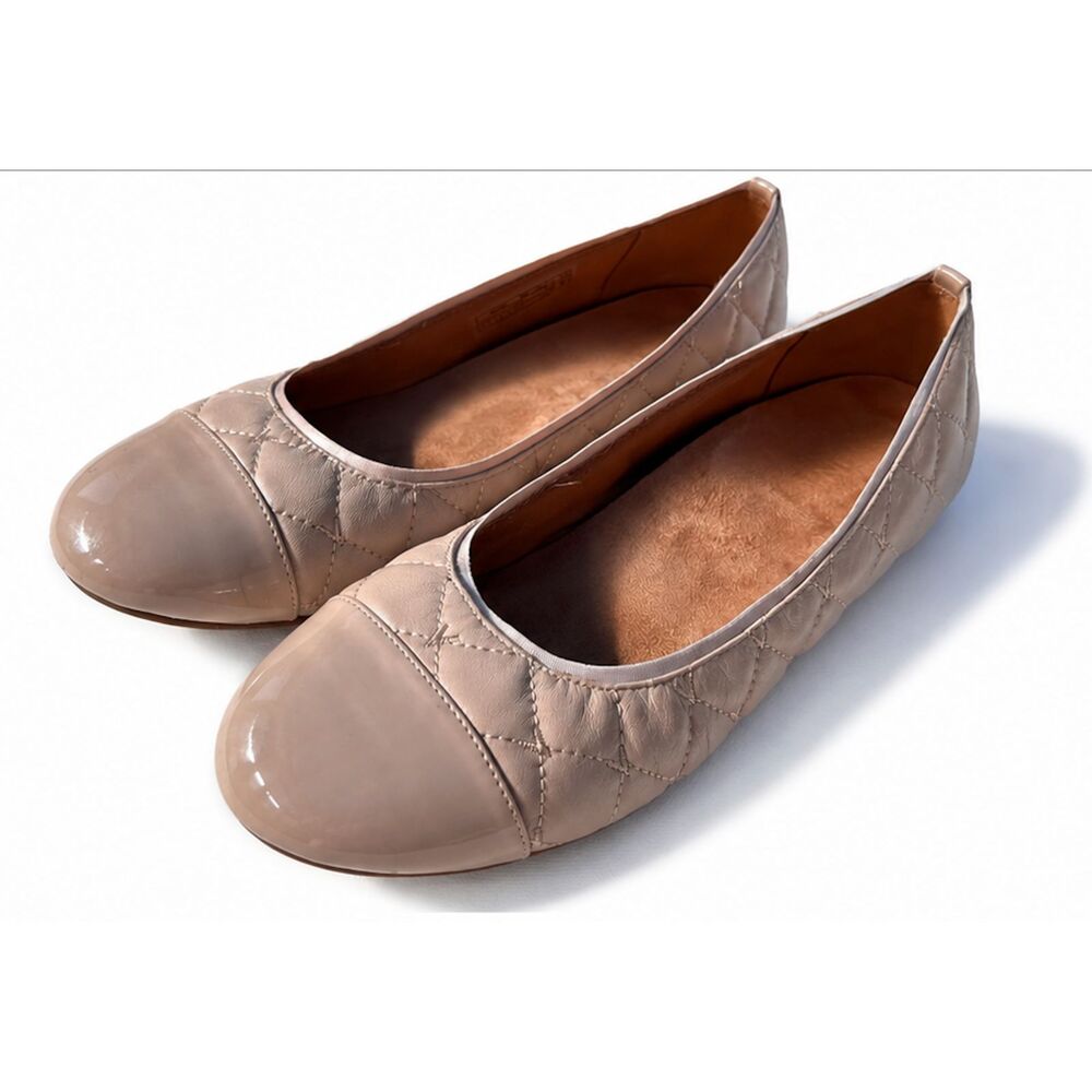 Vionic Orthaheel Spark Desiree Quilted Leather & Patent Leather Ballet Flats – W